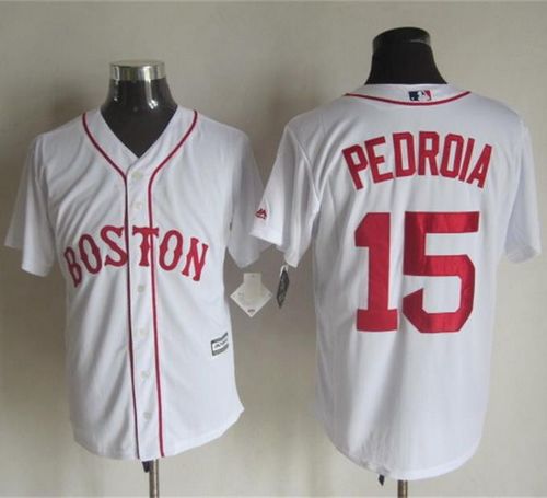 Red sox #15 Dustin Pedroia White Alternate Home New Cool Base Stitched MLB Jersey - Click Image to Close